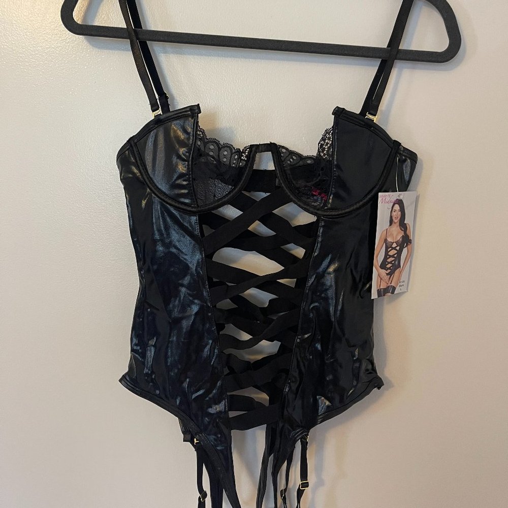 Seven Til Midgnight Open Crotch Gartered Teddy #11121